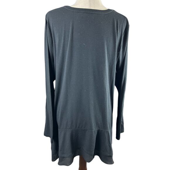 Logo Lounge Black Asymmetric Hemline Tunic Chiffon Ruffle Bottom Size XL - Picture 6 of 6